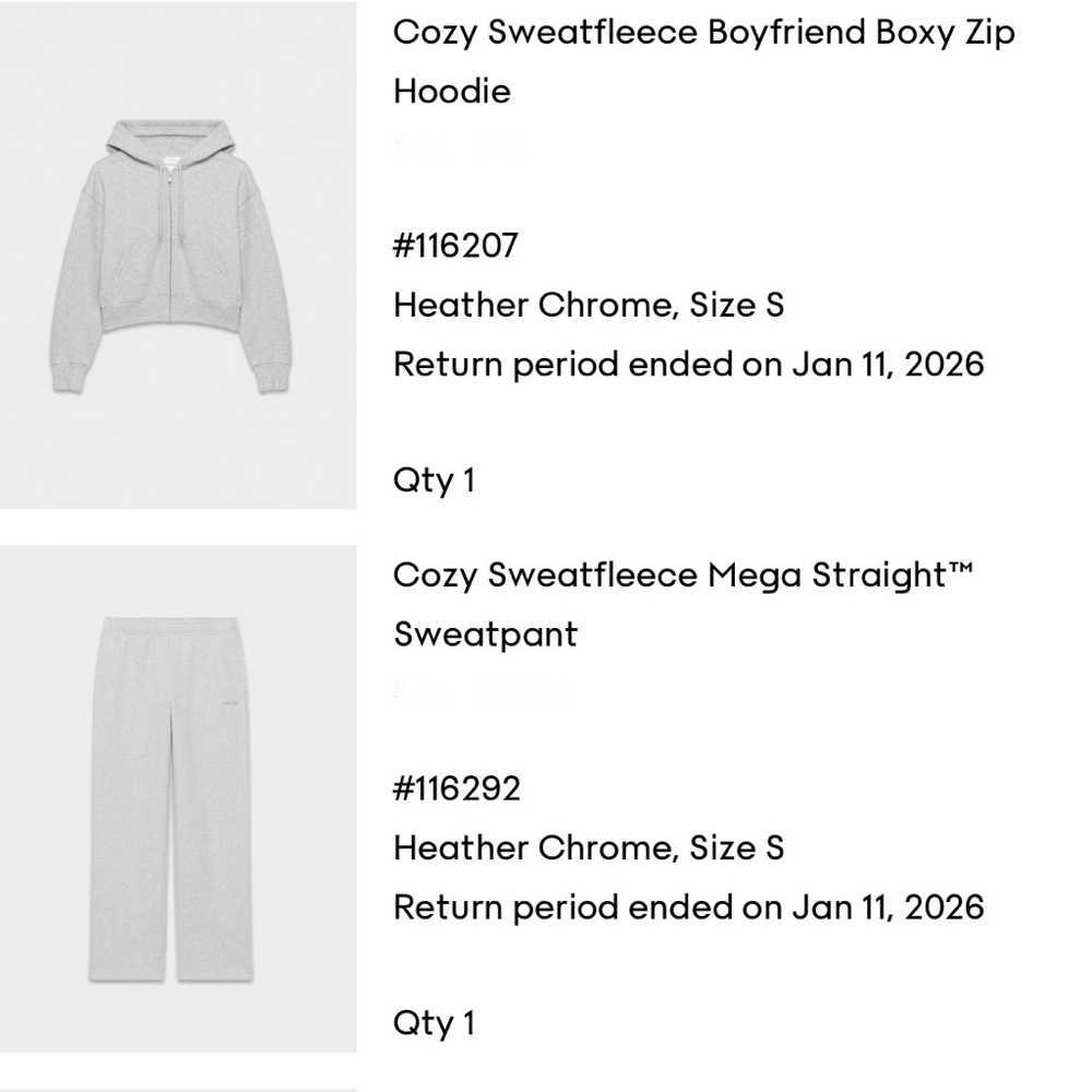 Aritzia Grey Boxy Zip Hoodie and Sweatpant Set